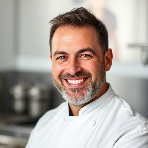 Ritratto sorridente di Gennaro Esposito, chef e fondatore del Ristorante Bella Napoli